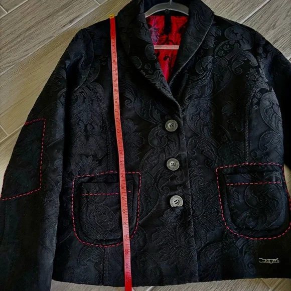 Desigual Womens Black Wool Blend Embroidered Jacket Blazer - Picture 7 of 16